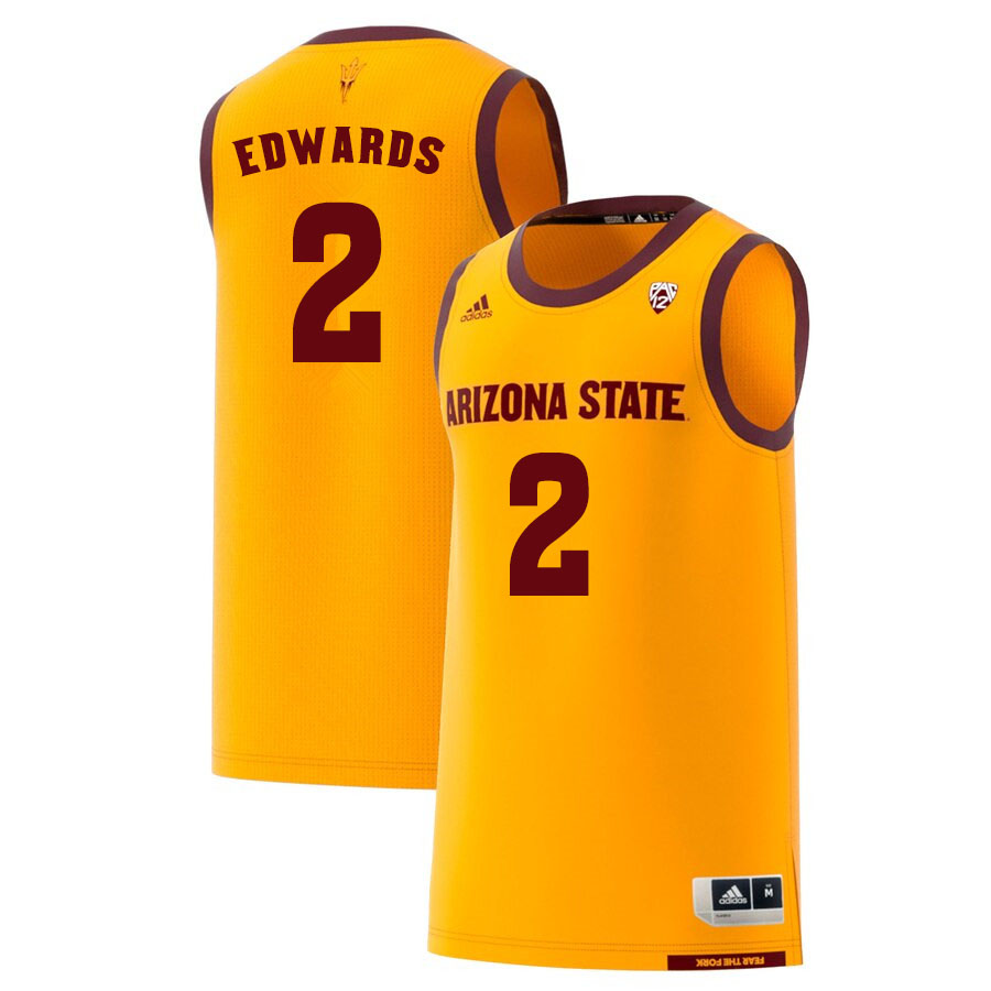 Men #2 Rob Edwards Arizona State Sun Devils College Basketball Jerseys Sale-Gold - Click Image to Close